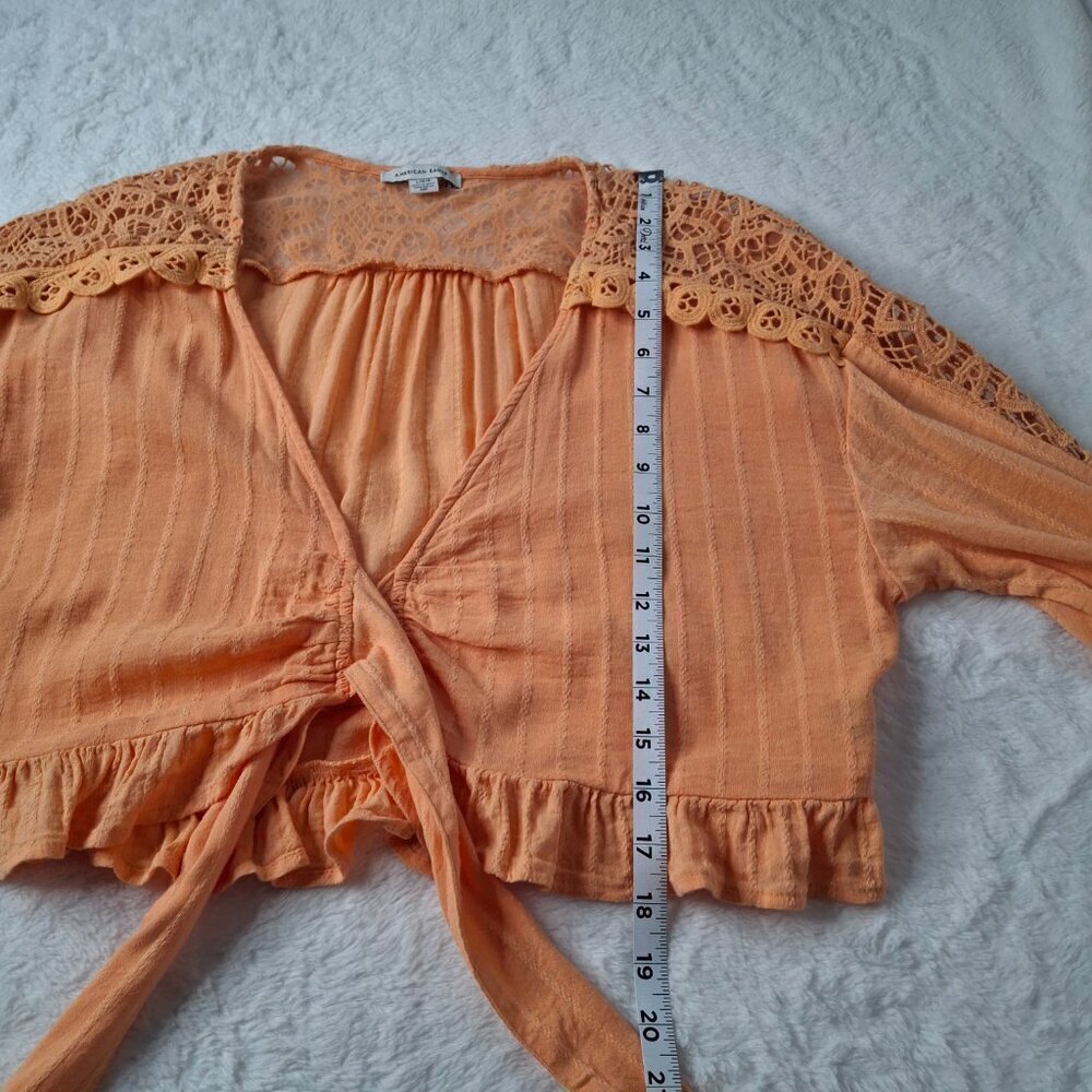American Eagle Crochet Bolero Top Sz L Relaxed Cover Up Boho Cottagecore - Picture 14 of 16